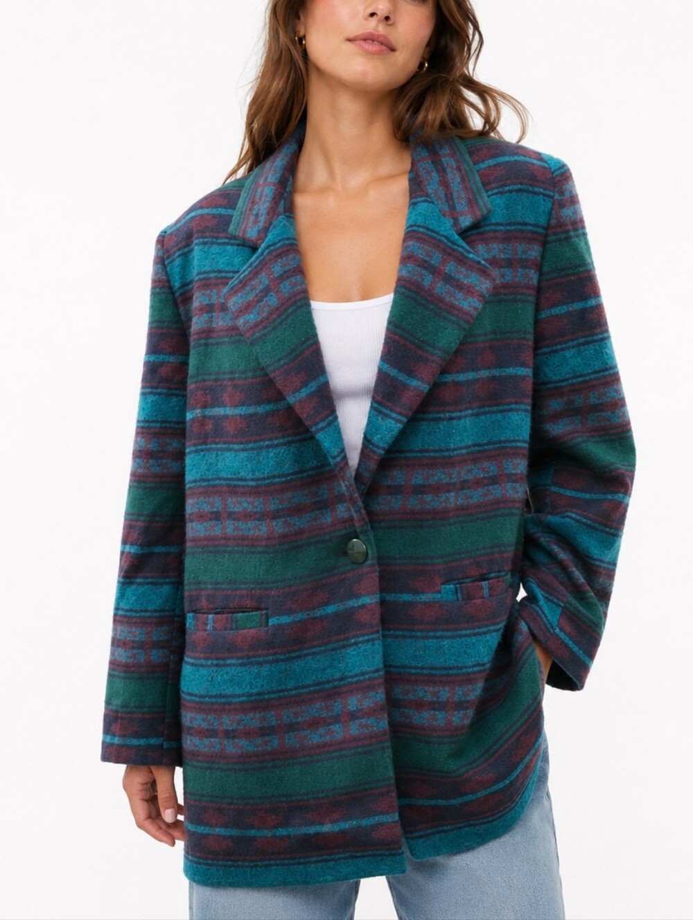 Vintage Southwestern Wool 90s Geo Aztec tribal pattern Blazer Braetan